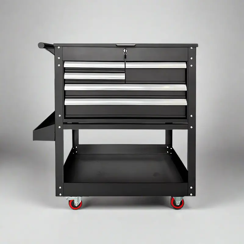 5-Drawer Rolling Tool Cabinet – Locking Red & Black Mechanic’s Cart with Heavy-Duty Casters