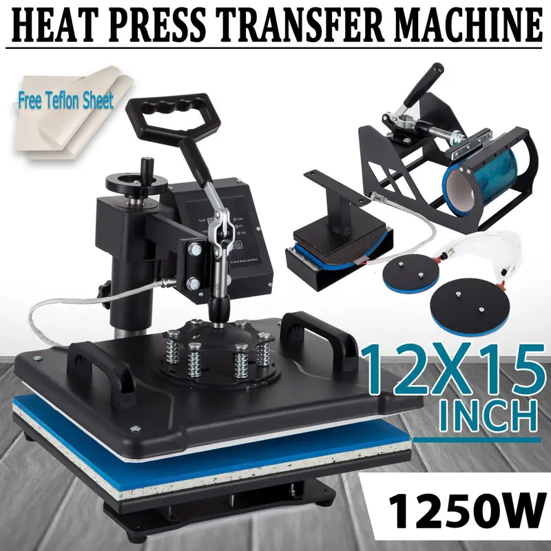 5-in-1 Swing-Away Heat Press Machine – Sublimation Printer for Apparel, Drinkware & Accessories