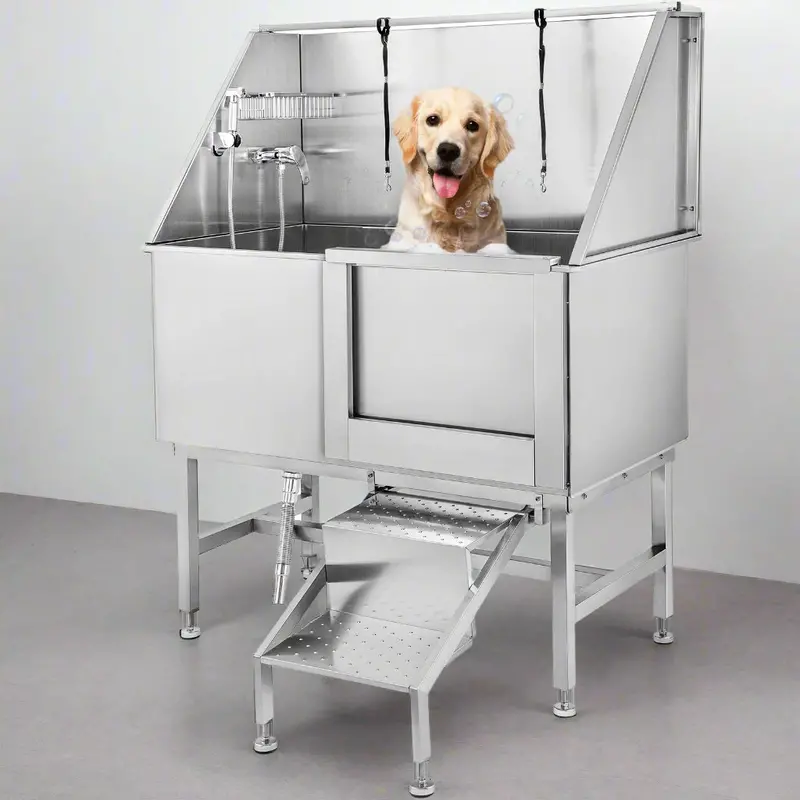 50-Inch Stainless Steel Dog Grooming Tub – Professional Pet Bathing Station (Model 523562)