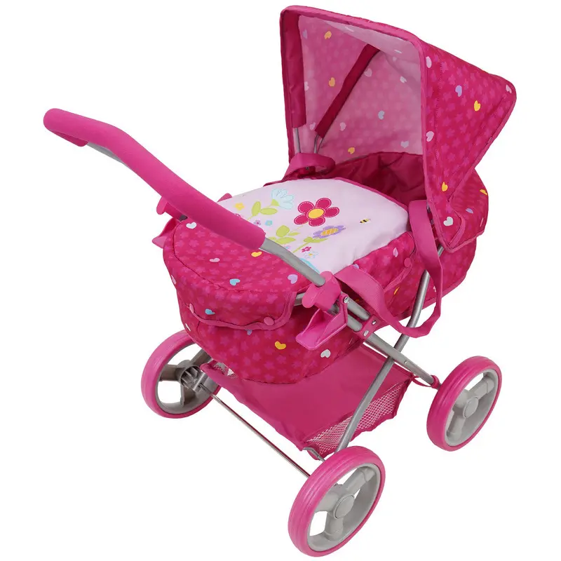 509 Garden Doll Stroller – Retractable Canopy, Wicker Basket & Smooth-Rolling Wheels