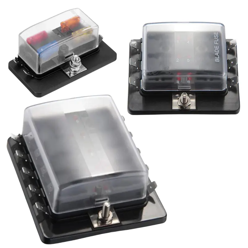 6.3mm Blade Fuse Block with LED Indicators and Common Busbar