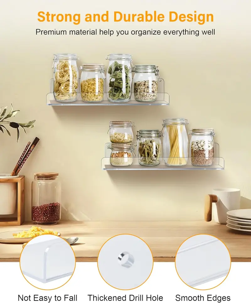 6-Pack Invisible Floating Wall Shelves – Clear Acrylic 15″ Display Racks for Kitchen, Bathroom & Bedroom – B0D5LZ1G42