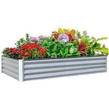 7.8x2x2.6-Foot Galvanized Rectangular Raised Garden Bed – Rustproof Metal Planter for Flowers, Produce, and Landscape Beds