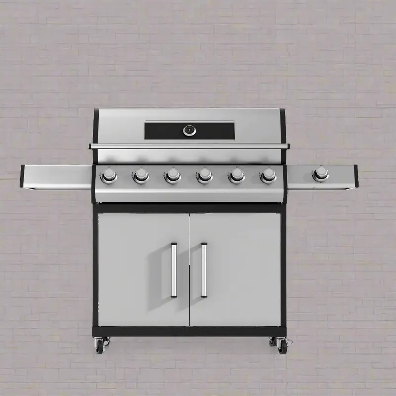 72,000 BTU Outdoor Gas Grill – 6-Burner BBQ Station with Side Burner (Model EQB96BA)