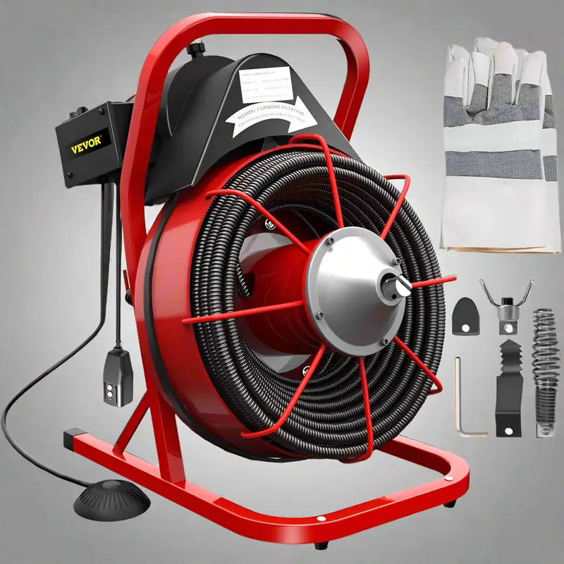 75-Foot Electric Drain Auger Machine for Residential and Professional Plumbing Clearance