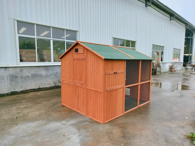 8 ft x 6 ft Walk-In Chicken Coop – Rustic Fir Wood & Galvanized Wire Enclosure with Asphalt Roof (P0846)