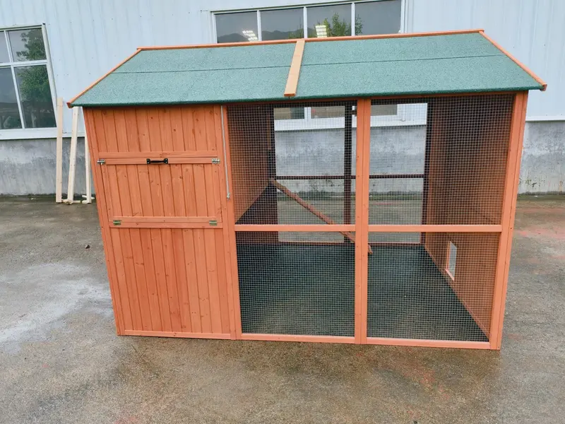 8 ft x 6 ft Walk-In Chicken Coop – Rustic Fir Wood & Galvanized Wire Enclosure with Asphalt Roof (P0846)