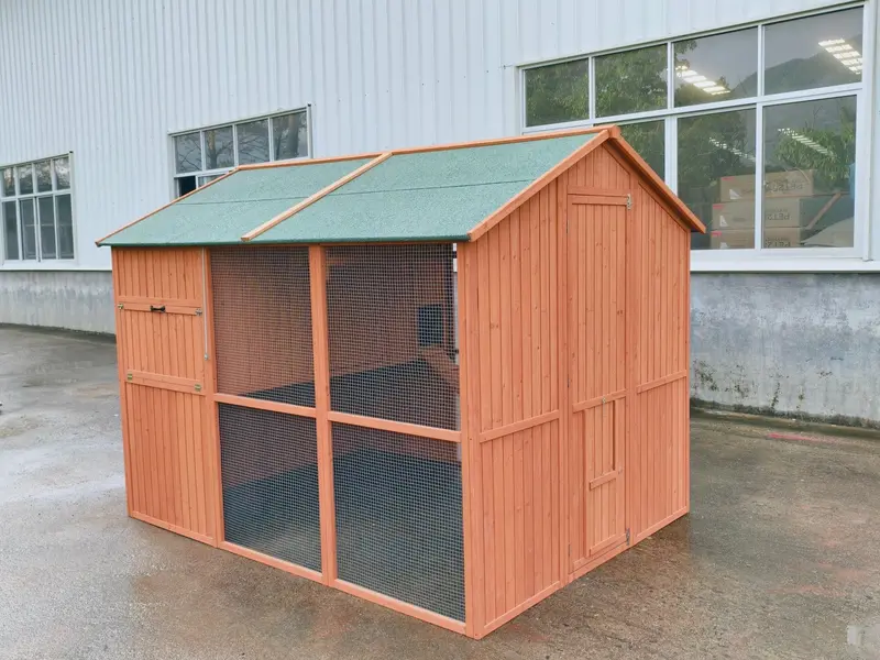 8 ft x 6 ft Walk-In Chicken Coop – Rustic Fir Wood & Galvanized Wire Enclosure with Asphalt Roof (P0846)