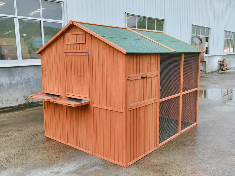 8 ft x 6 ft Walk-In Chicken Coop – Rustic Fir Wood & Galvanized Wire Enclosure with Asphalt Roof (P0846)