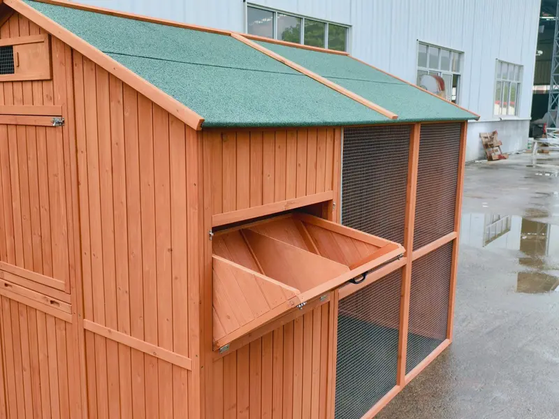 8 ft x 6 ft Walk-In Chicken Coop – Rustic Fir Wood & Galvanized Wire Enclosure with Asphalt Roof (P0846)