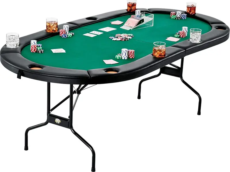 8-Player Folding Poker Table – 6-Foot Card Game Table for Home or Casino Nights