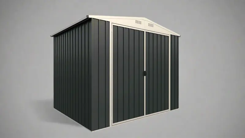 8′ x 6′ Sloped-Roof Metal Tool Shed – Corrosion-Resistant Outdoor Storage Unit