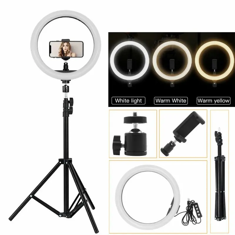 82-Inch USB-Powered Ring Light Kit — Includes Tripod & Smartphone Holder for Content Creation