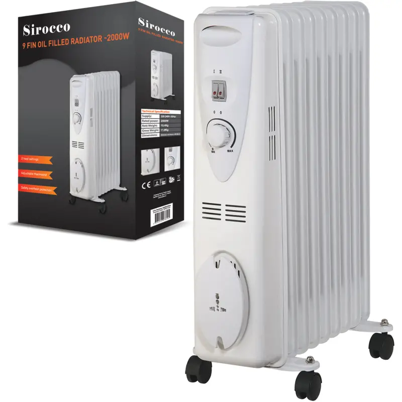 9-Fin 2kW Oil-Filled Electric Radiator