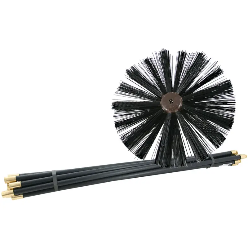 9-Piece Chimney Cleaning Brush Set for Flue Maintenance