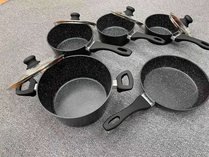 9-Piece Nonstick Cookware Set – Precision-Anodized Aluminum Construction for Even Heating