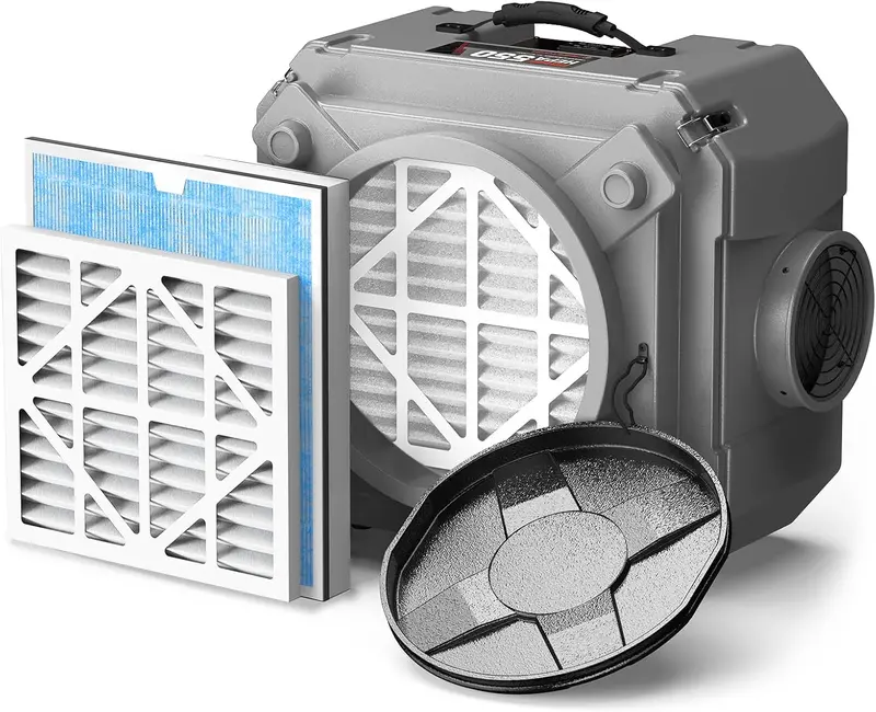 Abestorm Air Scrubber – Commercial-Grade 3-Stage Filtration (MERV-10 + HEPA/Carbon), 16″ Inlet, 550 CFM Stackable Negative Air Machine