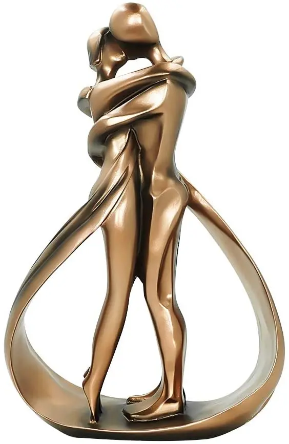 Abstract Bronze-Style Embrace Sculpture – Elegant Indoor Home Decor Accent (Model 031509)
