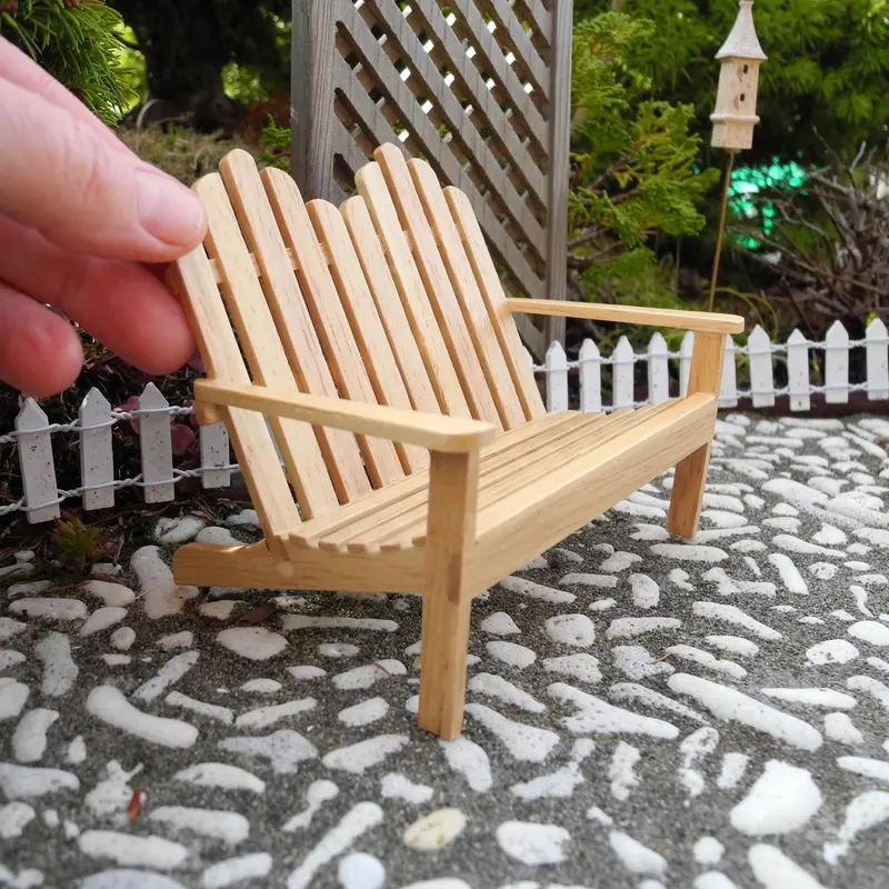 Adirondack-Style Garden Bench – Natural Oak Finish