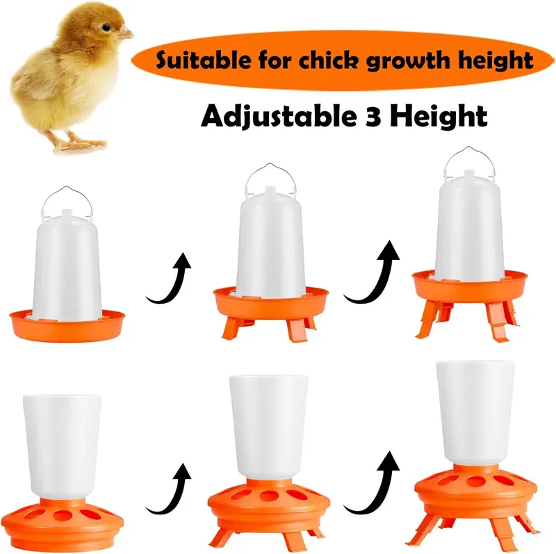 Adjustable Chicken Feeder and Drinker Combo – 3KG Hopper + 1.5L Reservoir with 3-Height Settings