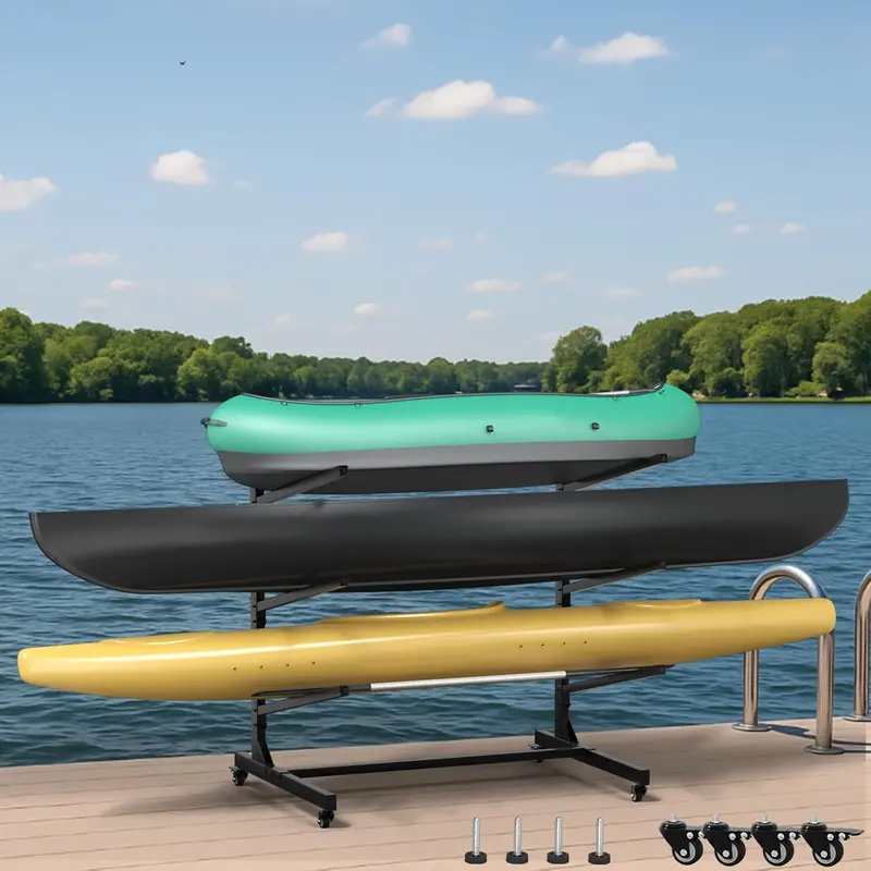 Adjustable Freestanding Kayak Storage Rack – Heavy-Duty 3/4-Layer Stand for Indoor or Outdoor Use