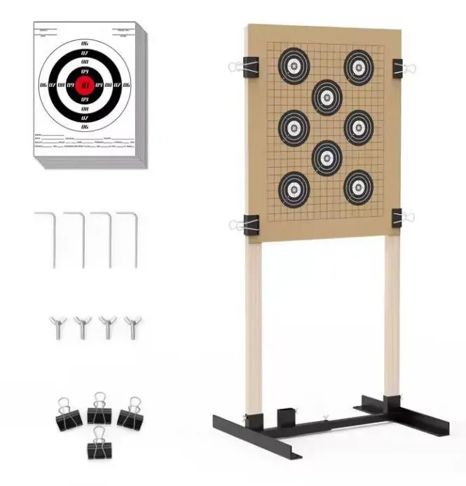 Adjustable Outdoor Target Stand – Modular Paper Target Holder with Stakes and Clips for 1×2 Supports
