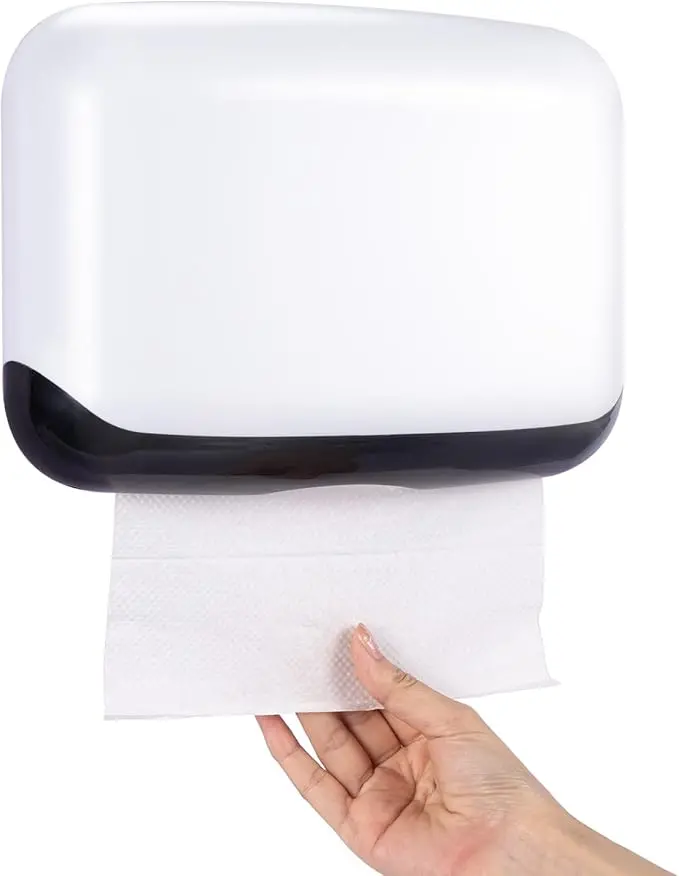 Ailelan Wall-Mounted Commercial Paper Towel Dispenser – White C-Fold and Multifold Hand Towel Holder