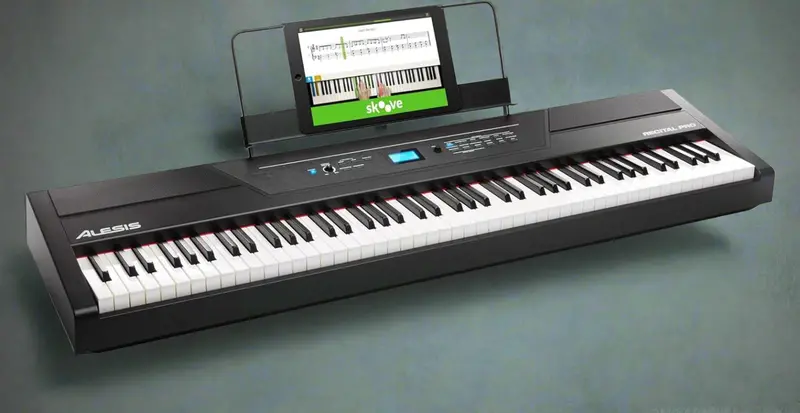 Alesis Recital Pro Digital Piano – 88-Key Weighted Keyboard with 12 Voices, Built-in Speakers, Effects, and Lesson Mode