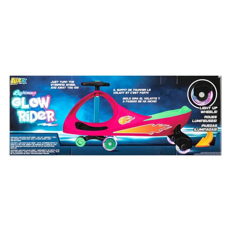Alex Lightning Glow Rider – Pink & Green Inertia-Powered Ride-On for Kids