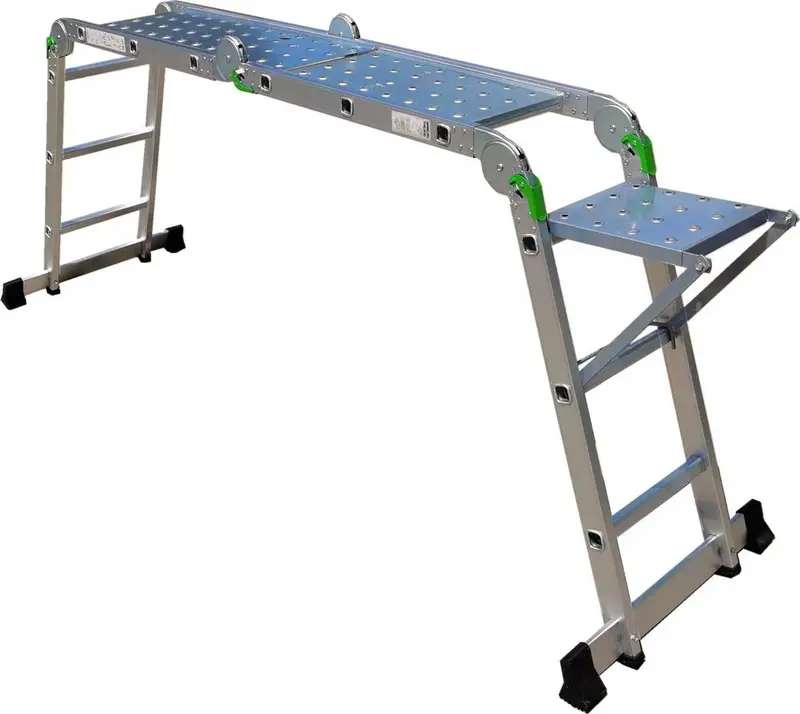 Aluminum Multi-Position Ladder – 15 FT (4.6 M) 4×4 Step Design with Work Shelf & Platform