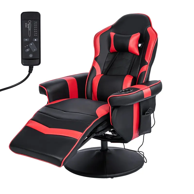 AMGLC865M Gaming Massage Recliner Chair – 8-Mode Vibration, Ergonomic E-Sports Lounger with Adjustable Backrest