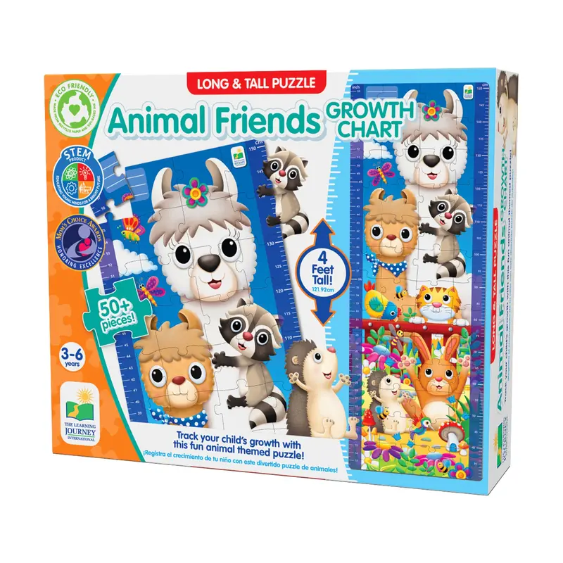 Animal Friends Growth Chart Puzzle – Long & Tall Educational Floor Puzzle – 50+ Pieces