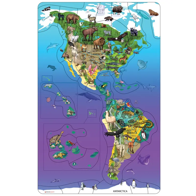 Animal Magnetism Wildlife Map Puzzle – North & South America by Dowling Magnets