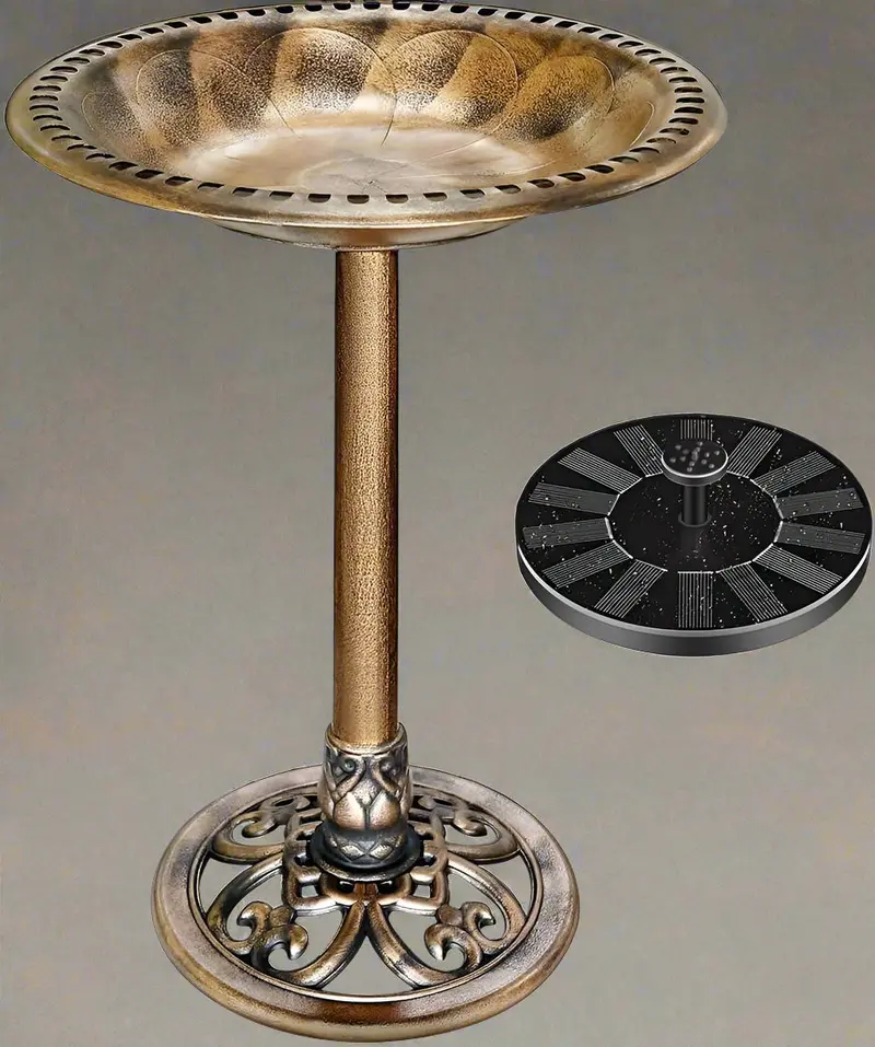 Antique Copper Bird Bath – Polyresin Outdoor Garden Decor to Attract Birds