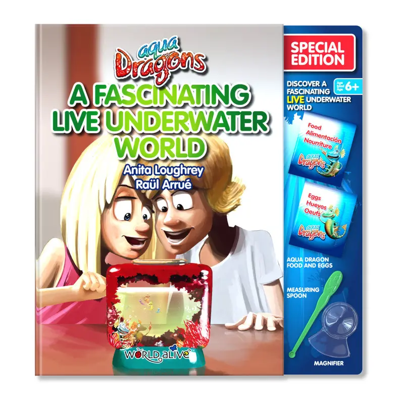 Aqua Dragons Live Aquarium Kit – Underwater Discovery Book & Habitat Set