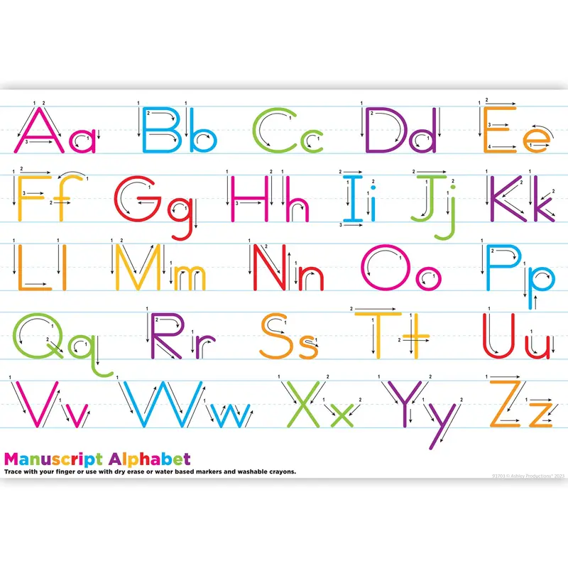 Ashley Productions Smart Poly Manuscript Handwriting Placemat (Pack of 10)