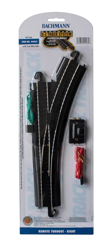 Bachmann HO Scale E-Z Track Remote Turnout – Right-Hand Steel Rail Assembly