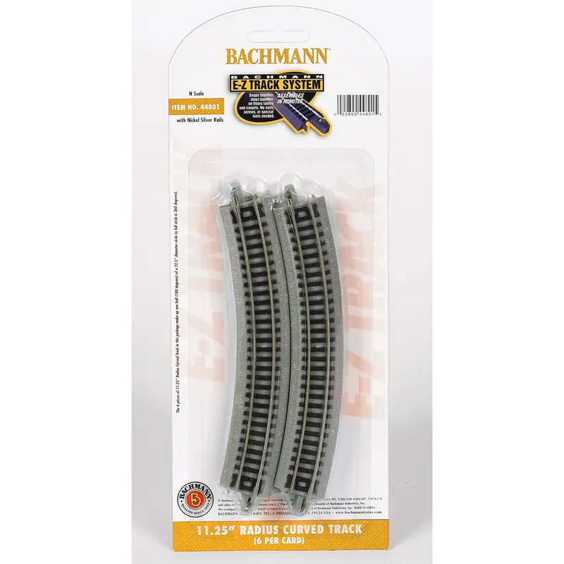 Bachmann N Scale Curved Track – 11.25″ Radius Snap-Fit E-Z System for Model Trains