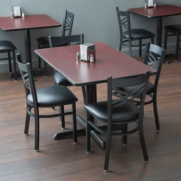 Bar-Height Dining Set: 5-Piece Table and Chairs with Black Commercial Frame & Reversible 30″x30″ Top