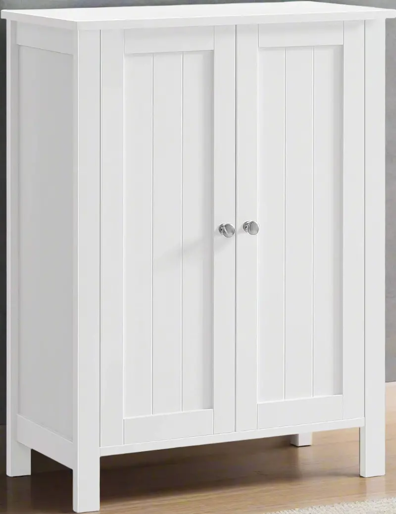 Bathroom Floor Storage Cabinet – Two-Tier Adjustable Shelving Unit with Modern Design