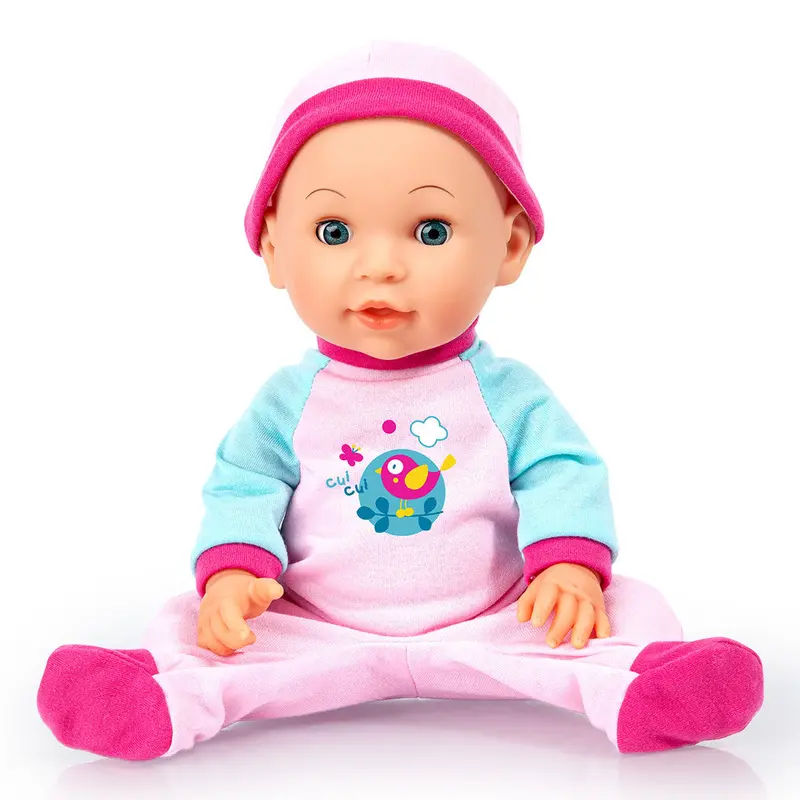 Bayer Design 15-Inch Bouncy Baby Doll – Bird-Inspired Pink and Blue Soft Toy