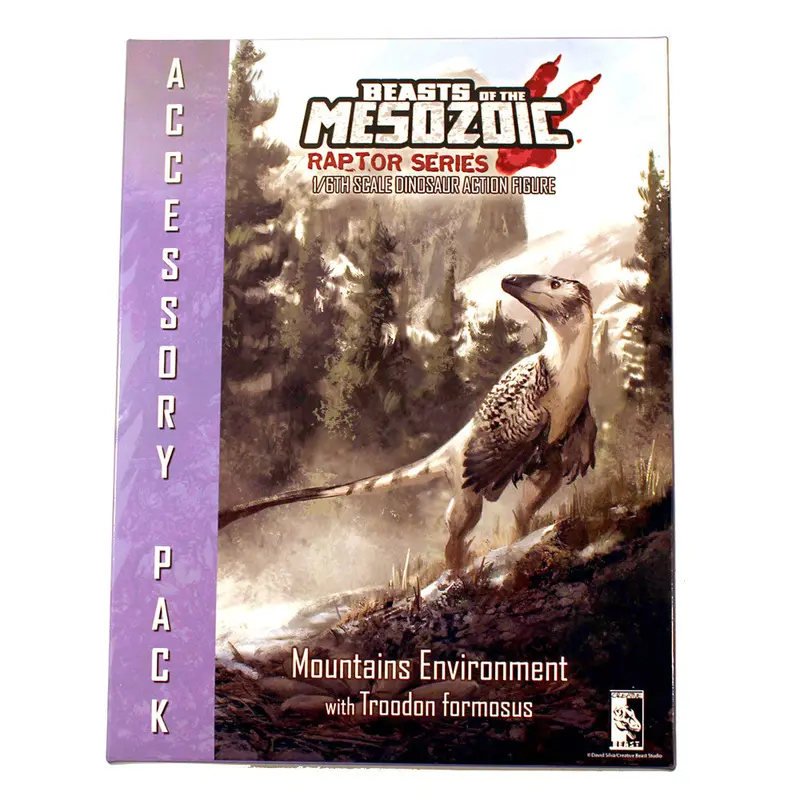 Beasts of the Mesozoic Troodon Juvenile Figure with Mountain Habitat Accessory
