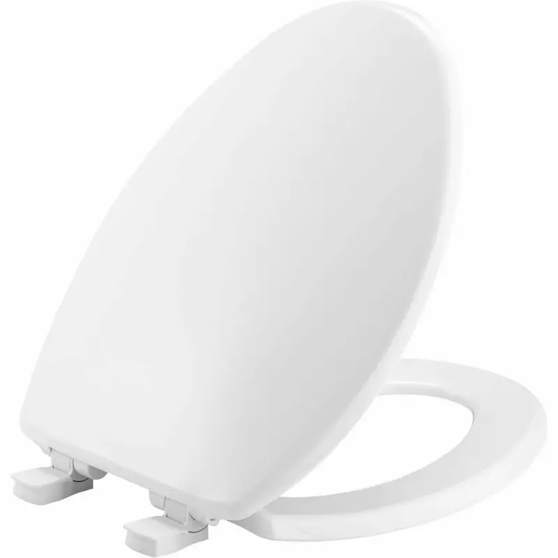 BEMIS Elongated Toilet Seat — Soft-Close Plastic Closed-Front Design in White, Removable for Cleaning