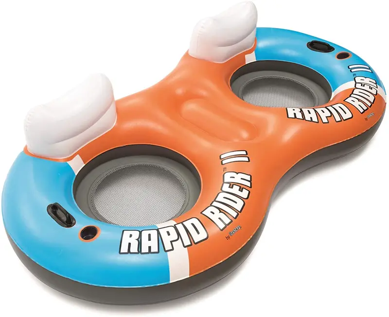 Bestway Rapid River Ride Tube – 2-Person Inflatable Raft with Mesh Cooler Bottom & Grab Ropes 43113