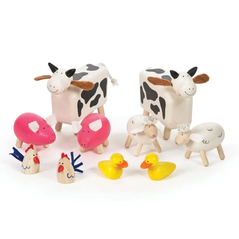 Bigjigs Wooden Farm Animals – 10-Piece Eco-Friendly Animal Figure Collection