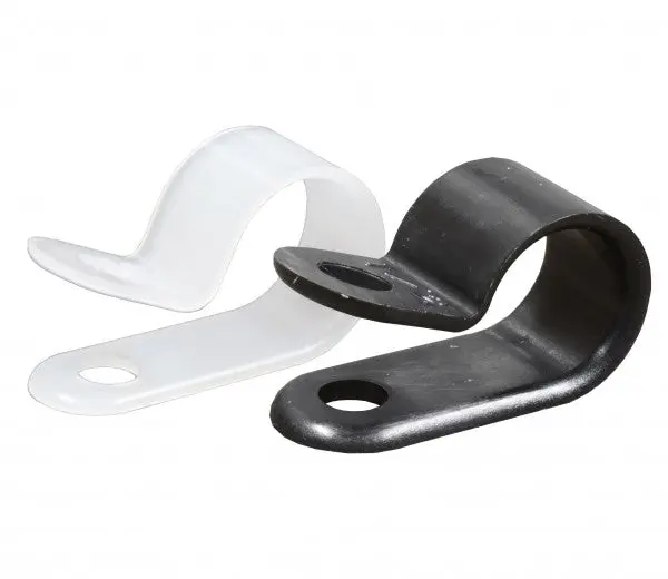 Black Nylon P-Clips with Screw Mount – Pack of 100