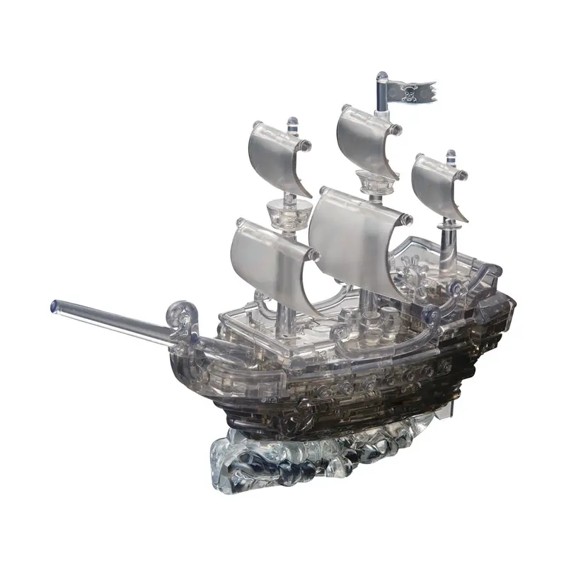 Black Pirate Ship 3D Crystal Puzzle – 101-Piece Transparent Assembly Challenge by BePuzzled