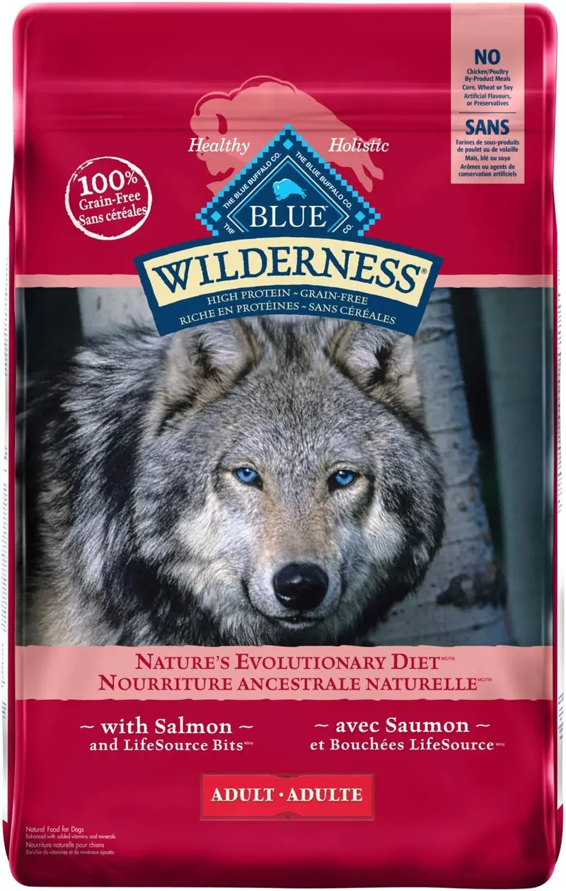 Blue Buffalo Wilderness Grain-Free Adult Dry Dog Food – High-Protein Salmon Recipe, 10.8 kg Bag (UPC: 840243126804)