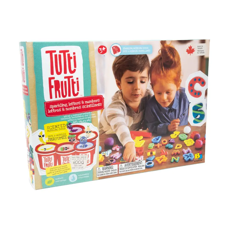 Bojeux Letters & Numbers Scented Dough Set – Sparkling Tutti Frutti Learning Kit