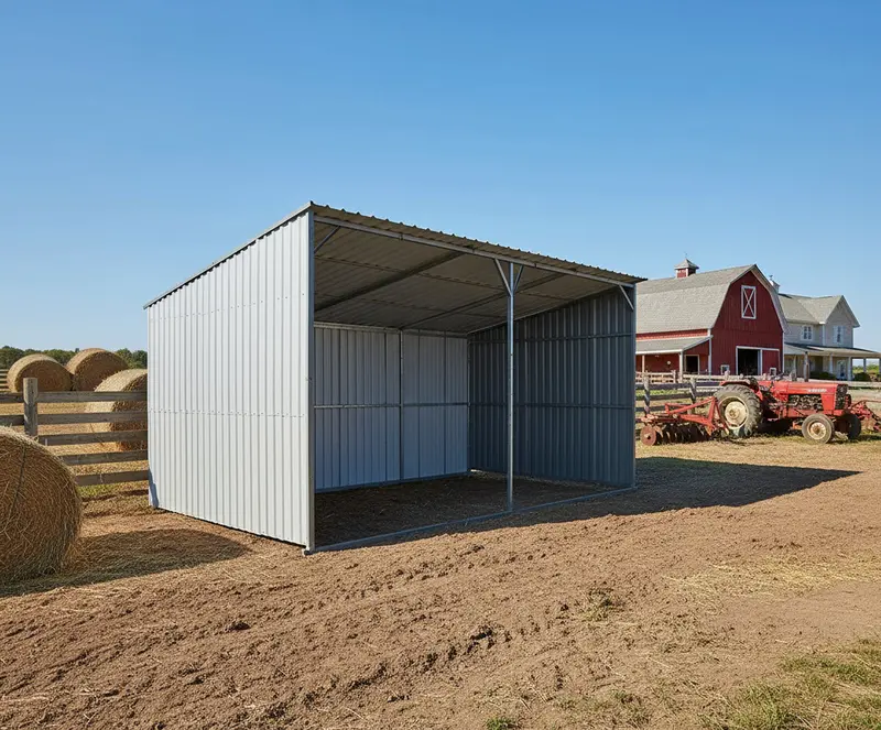 Bolt-Together Animal Shelter Series – Galvanized Steel Livestock Buildings (12×20 ft, 12×30 ft, 24×8 ft options)